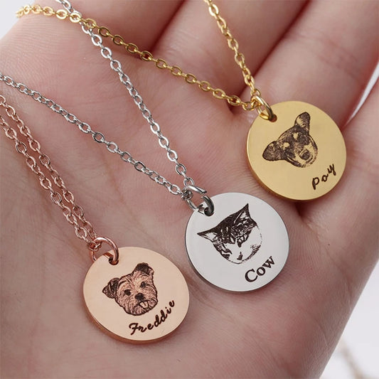 Custom Pet Portrait Necklace | Personalized Photo Pendant