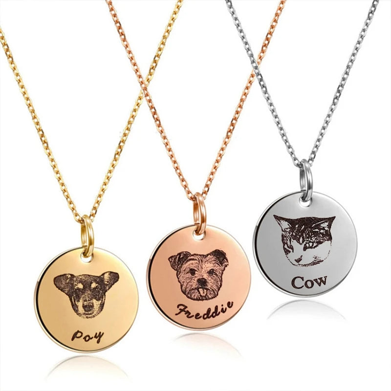Custom Pet Portrait Necklace | Personalized Photo Pendant